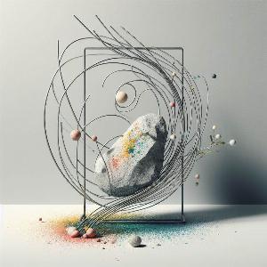 minimalist abstract art with circles with stone - wire (8)